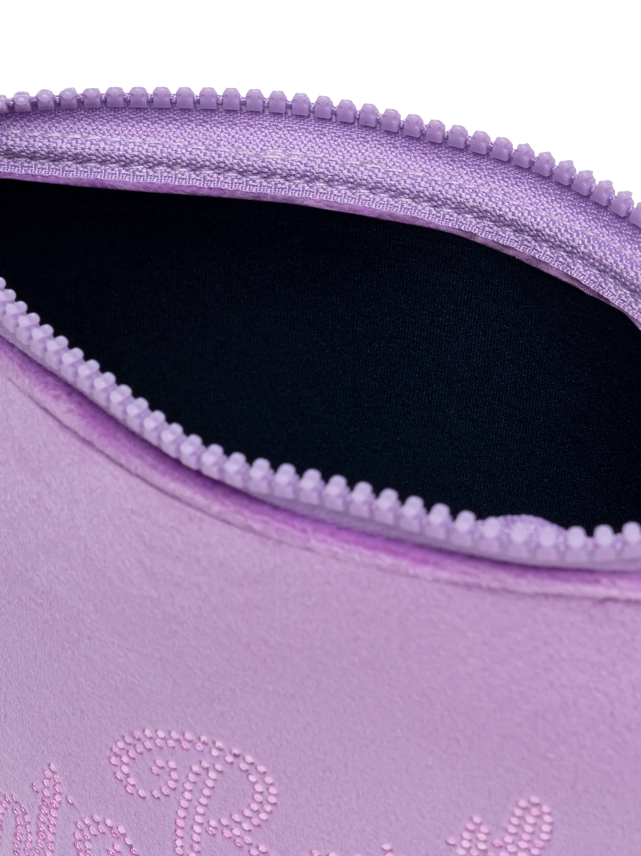 Aline lilac velvet pochette with Saint Barth rhinestone logo - Image 3