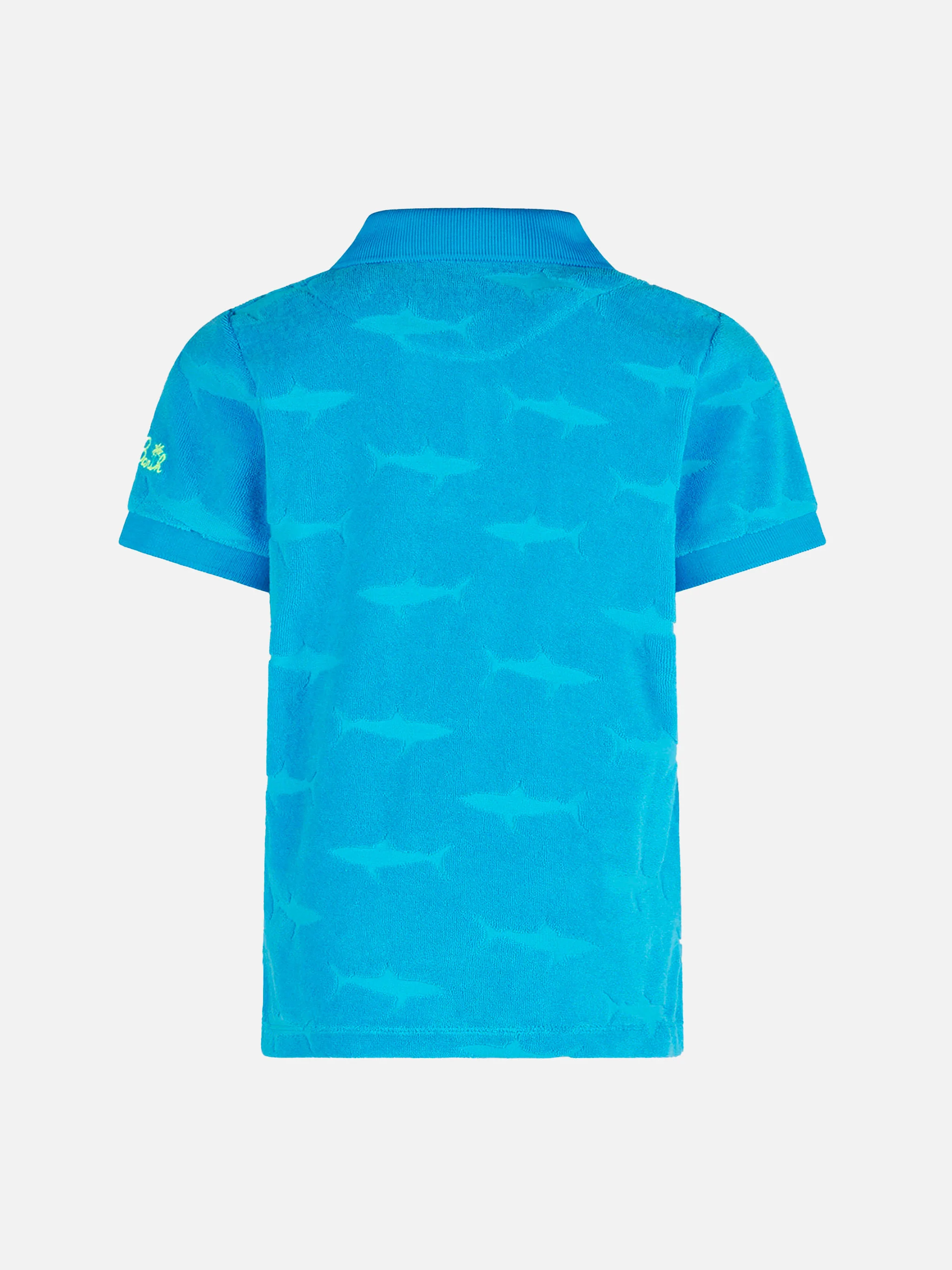 Boy bluette polo with terry embossed sharks - Image 3