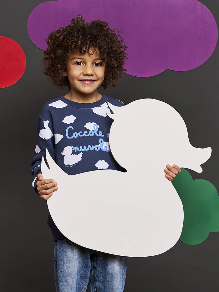 Kid crewneck blue sweatshirt with Coccole e nuvole embroidery | COCCOLEBIMBI SPECIAL EDITION - Image 5