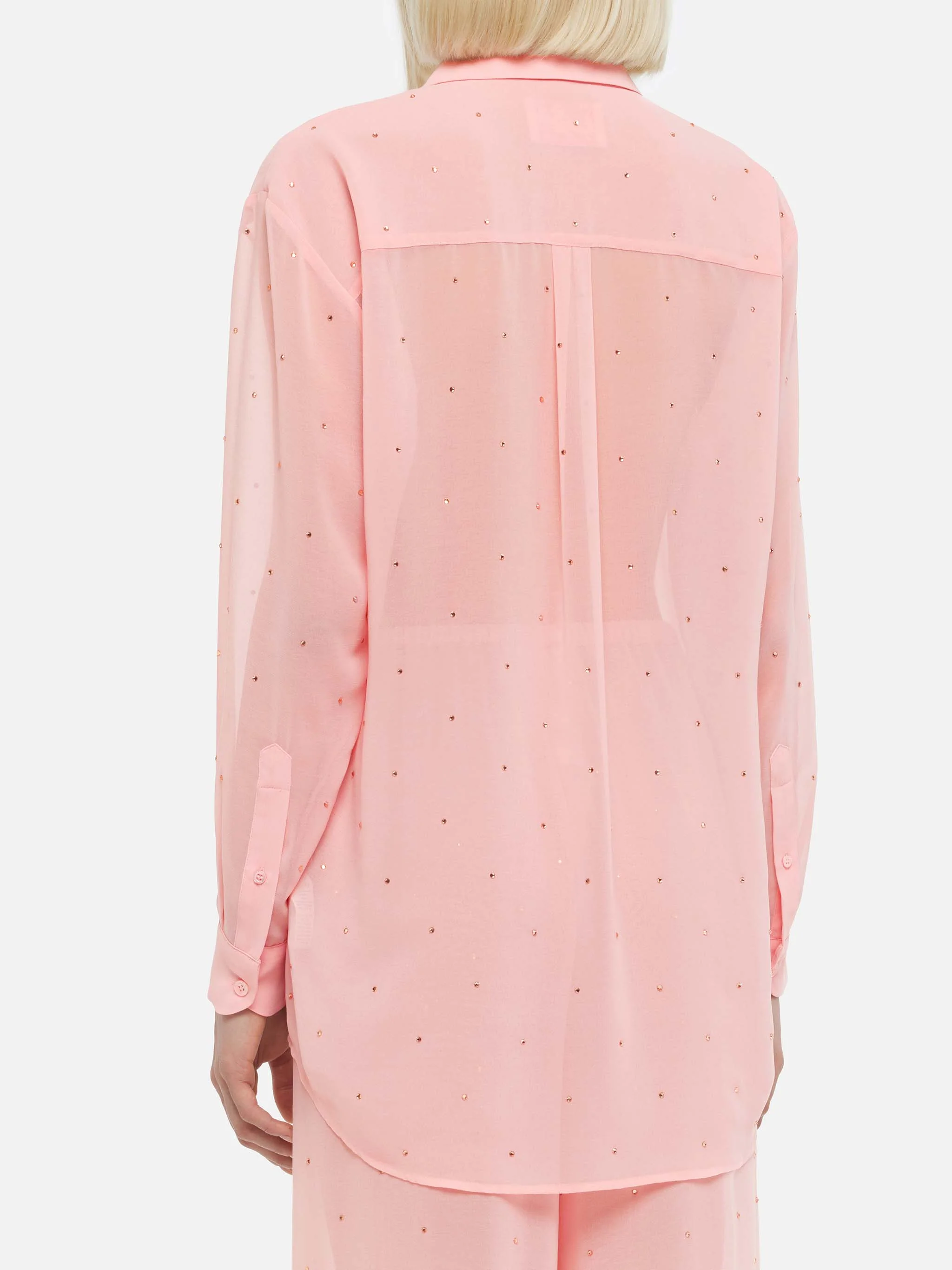 Brigitte pink georgette shirt with rhinestone embellishments - Image 6