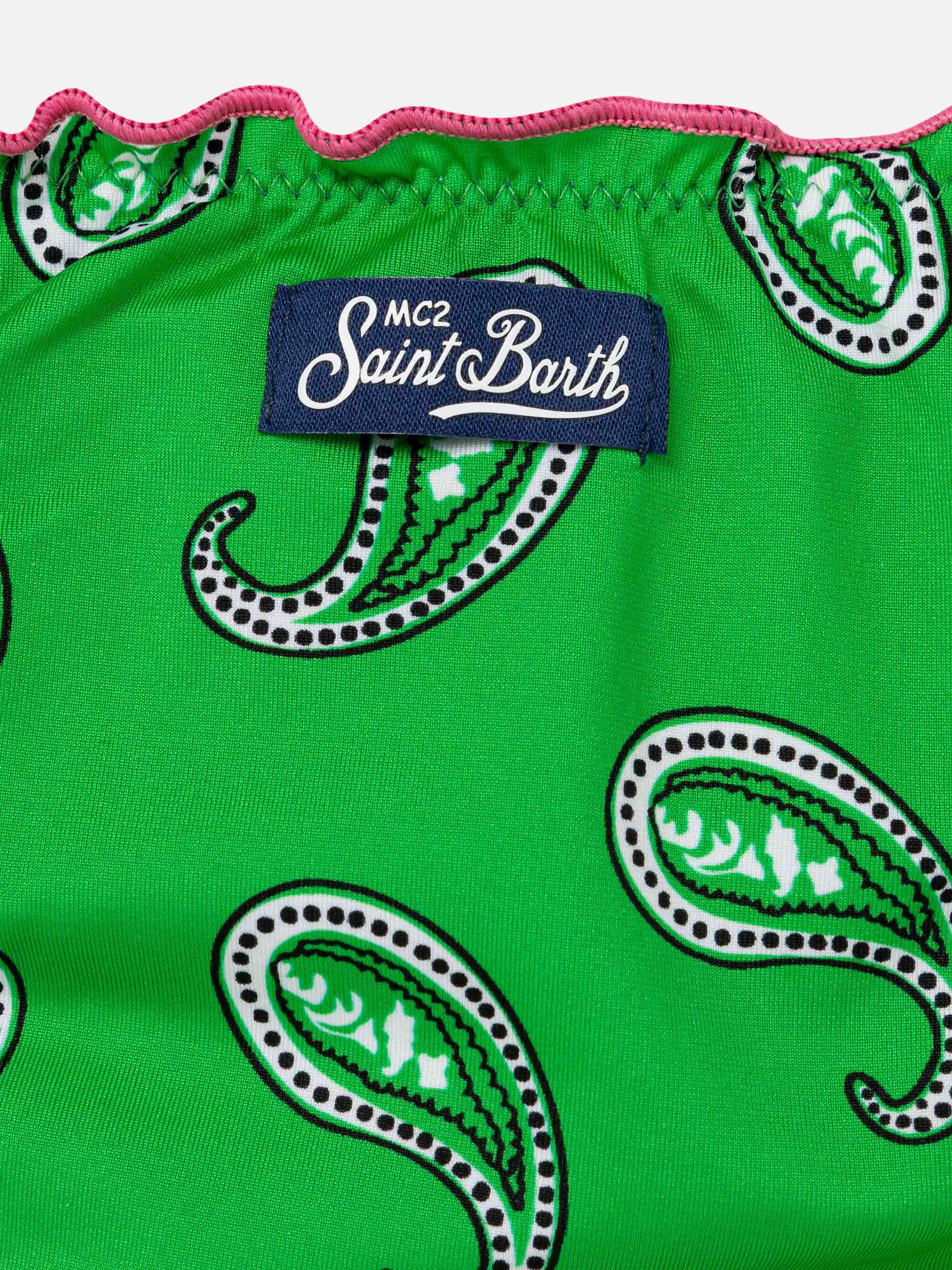 Girl bandeau bikini with paisley print - Image 3