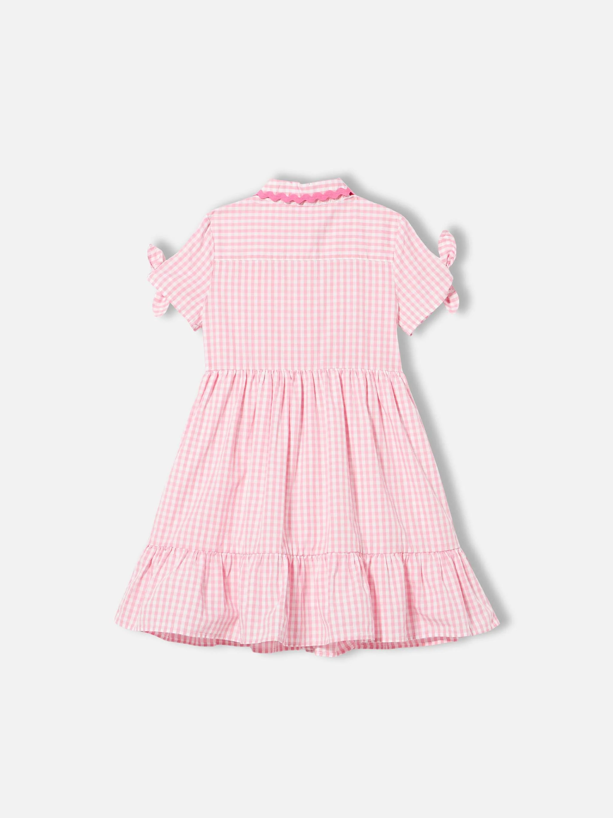 Girl dress with white and pink gingham print - Image 3