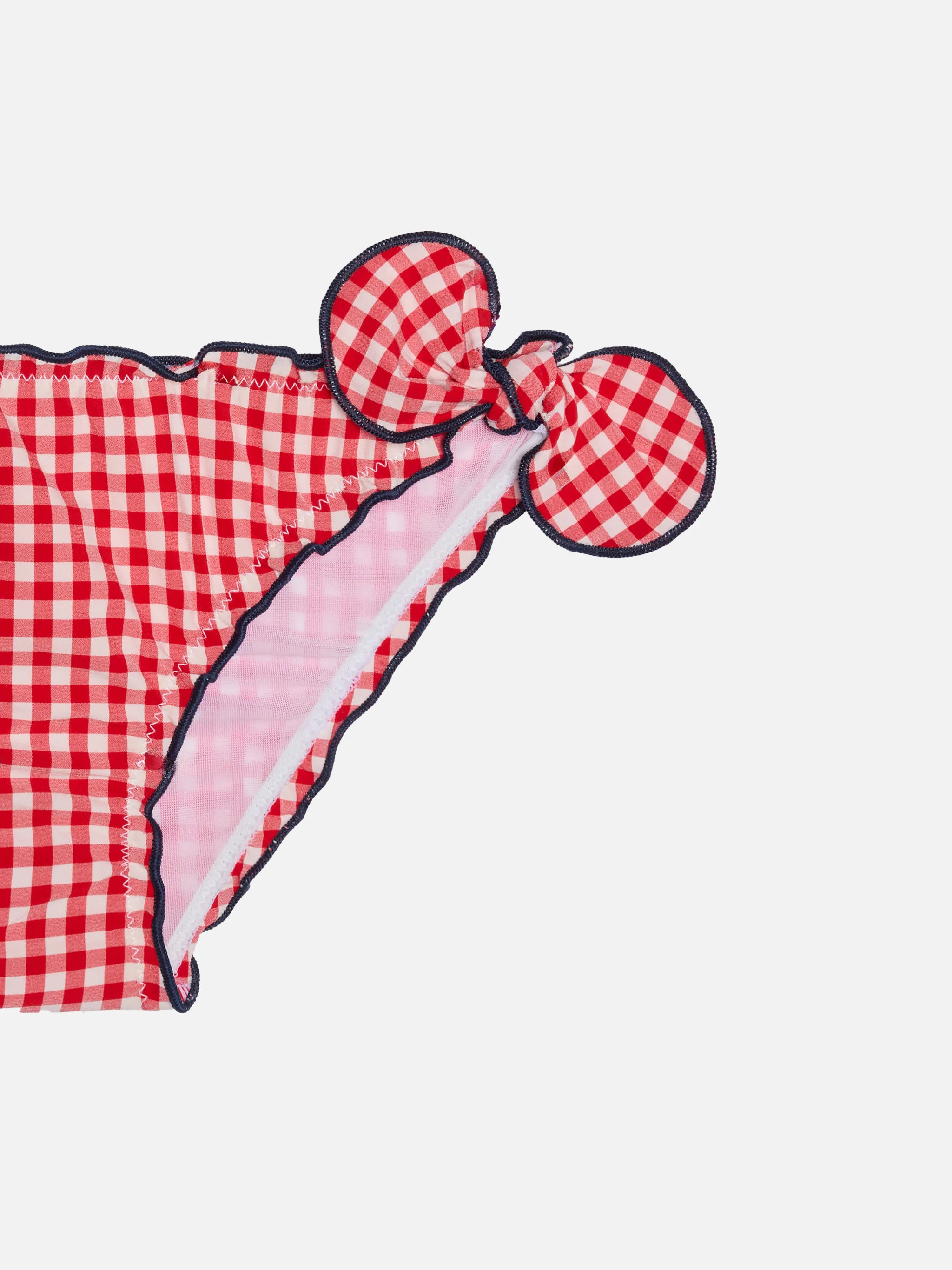 Girl triangle bikini with red gingham print - Image 3