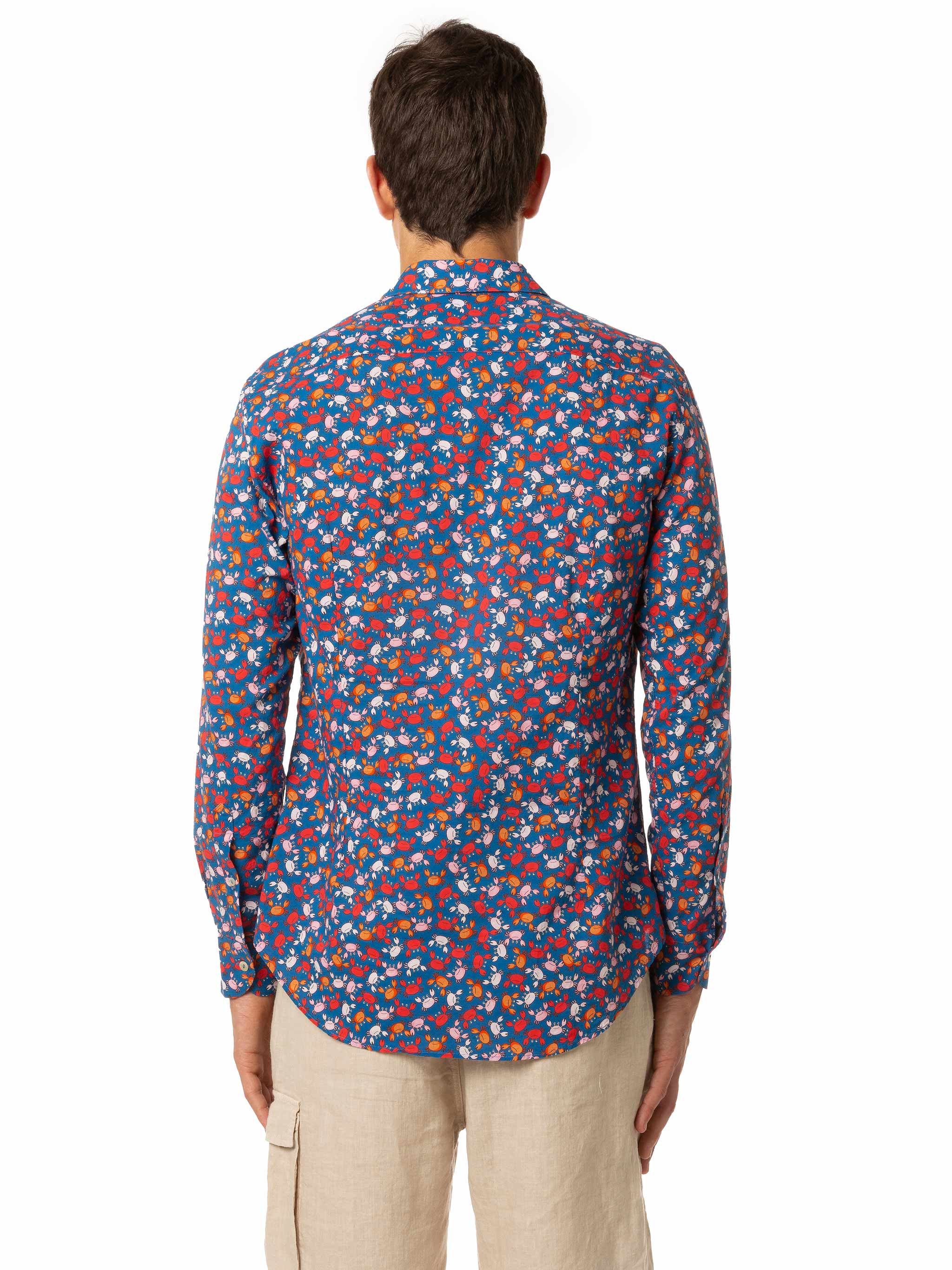 Man muslin cotton Sikelia shirt with crab print - Image 3