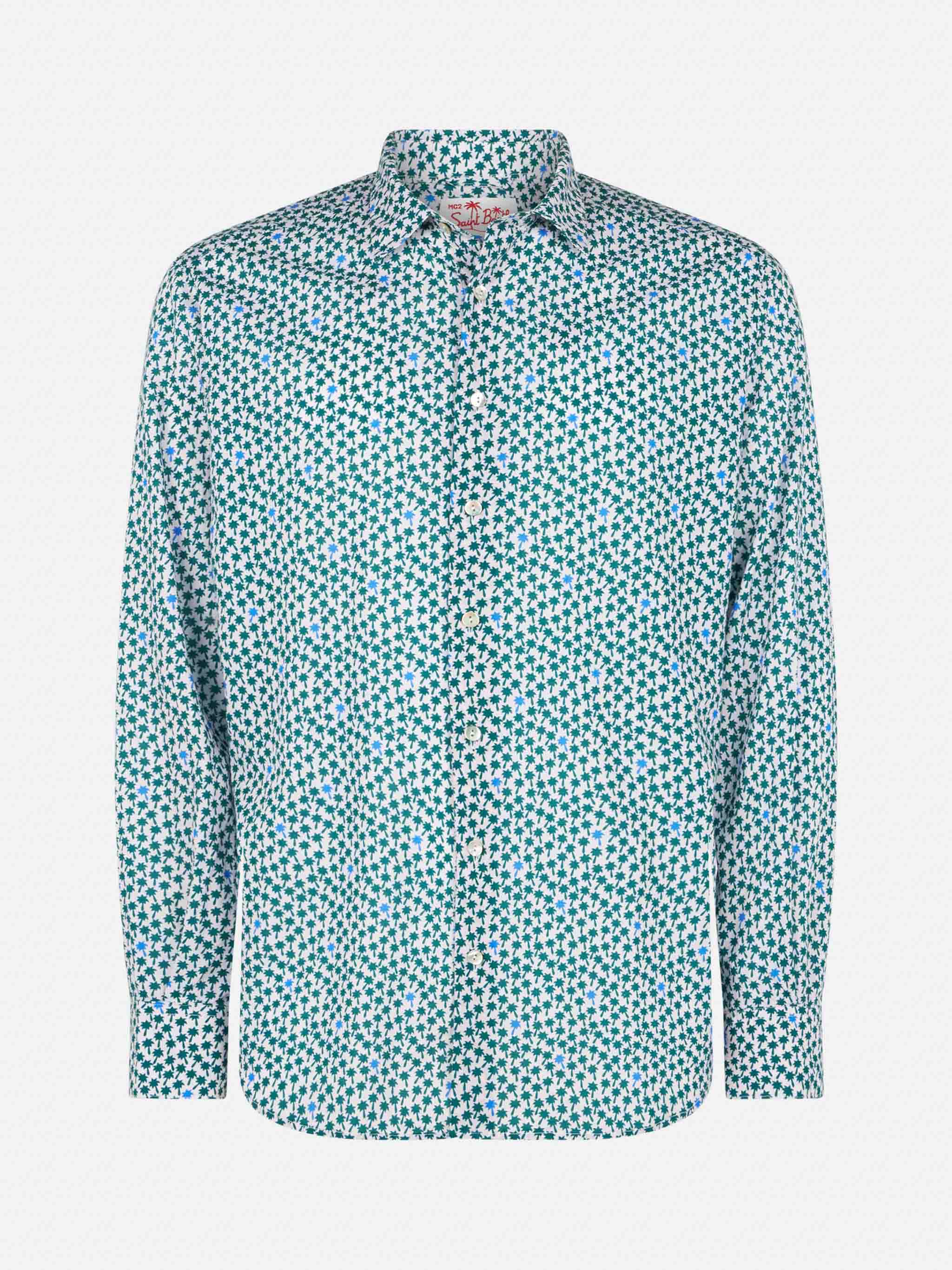 Man muslin cotton Sikelia shirt with palms print - Image 4