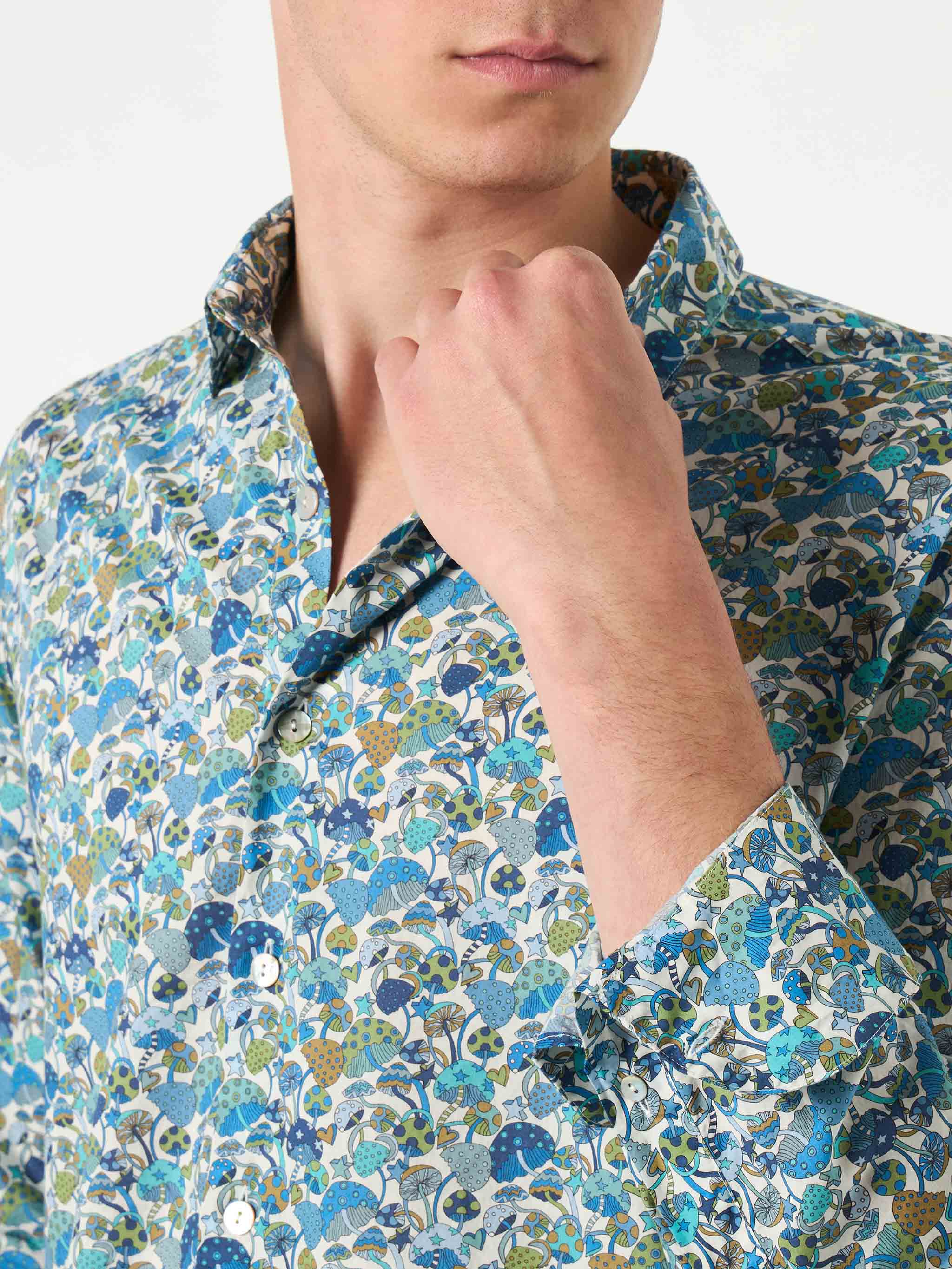 Man muslin cotton Sikelia shirt with mushroom print | Made with Liberty fabric - Image 3