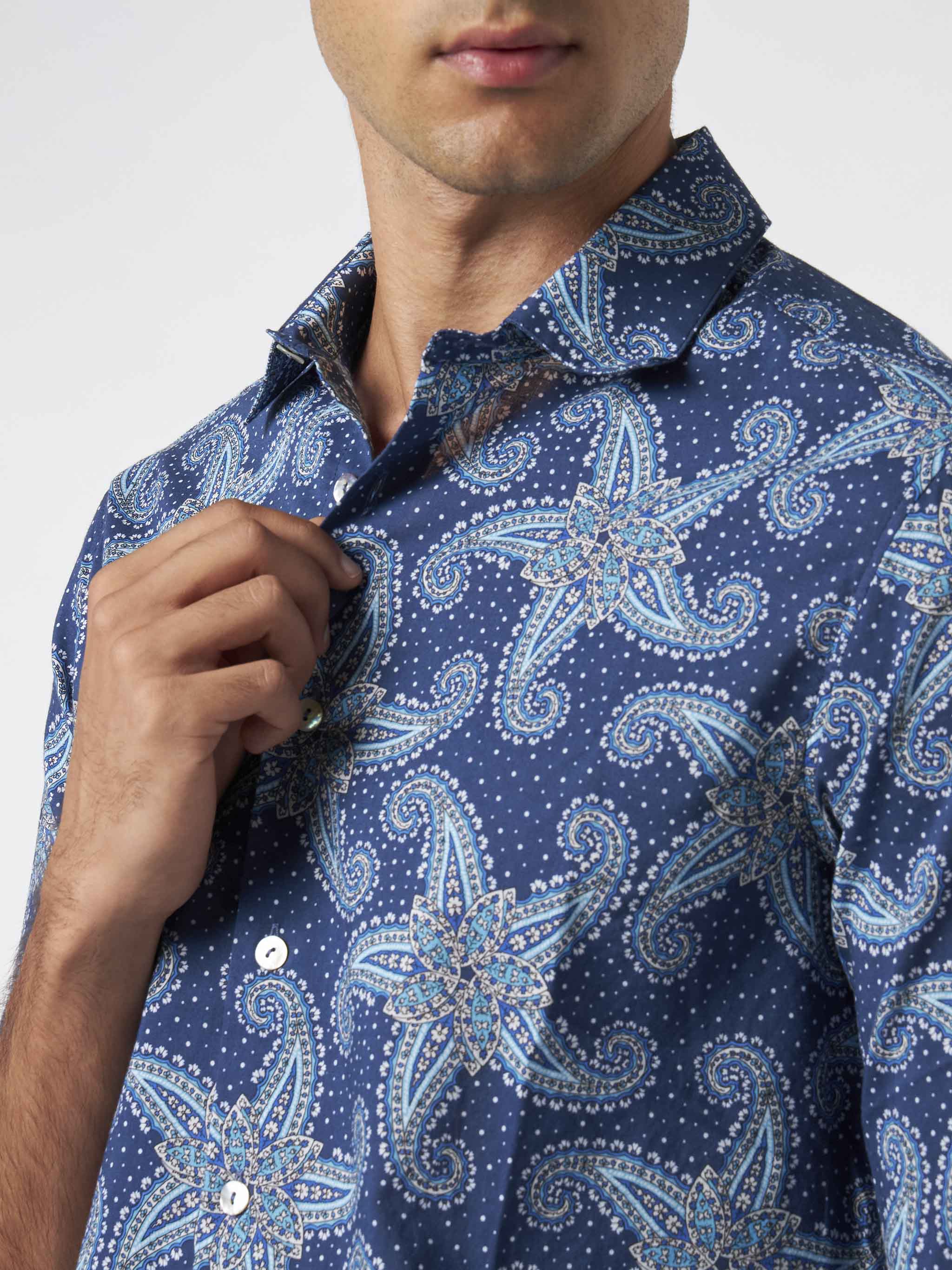 Man muslin cotton Sikelia shirt with paisley star print - Image 3