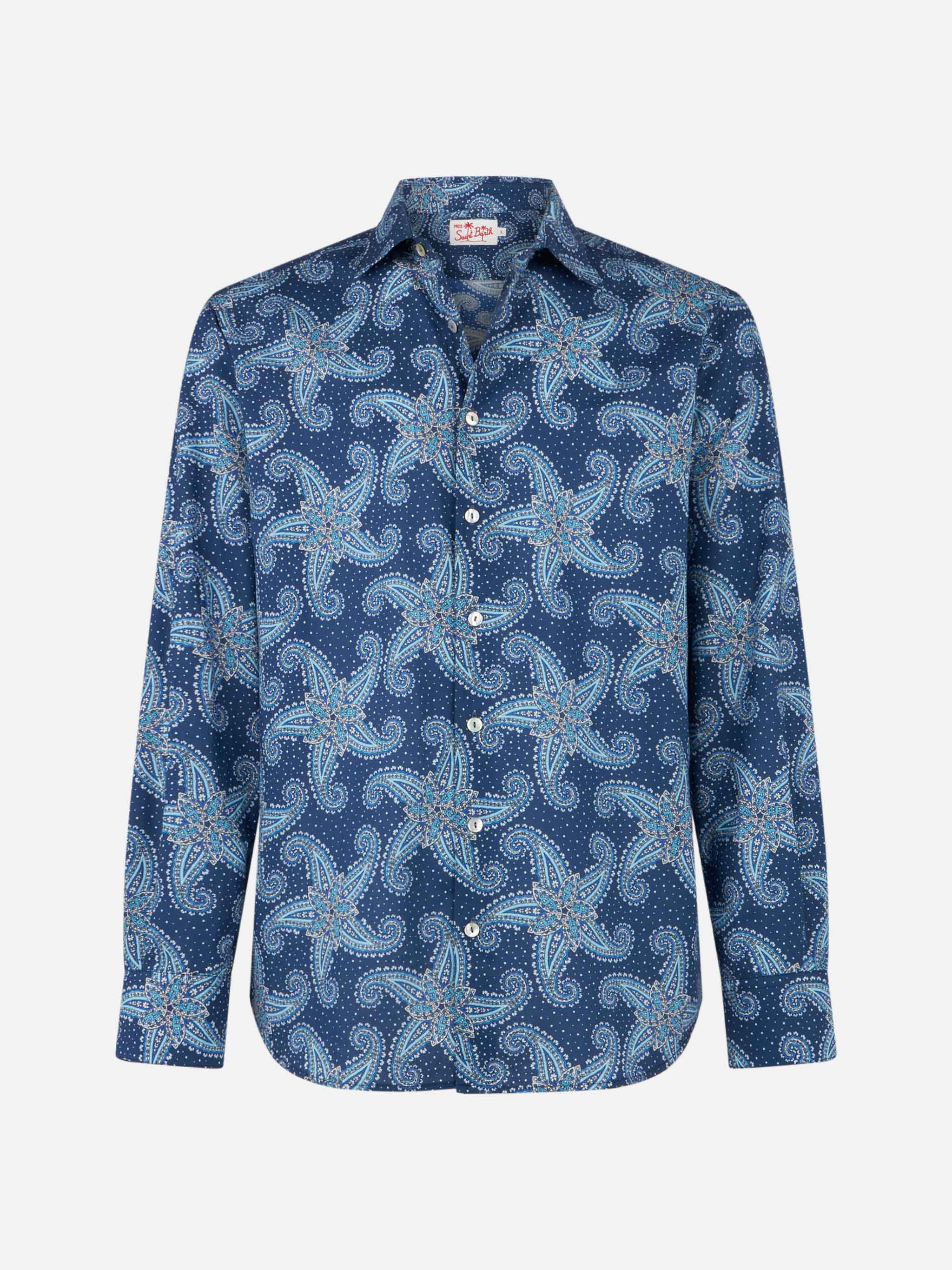 Man muslin cotton Sikelia shirt with paisley star print - Image 4