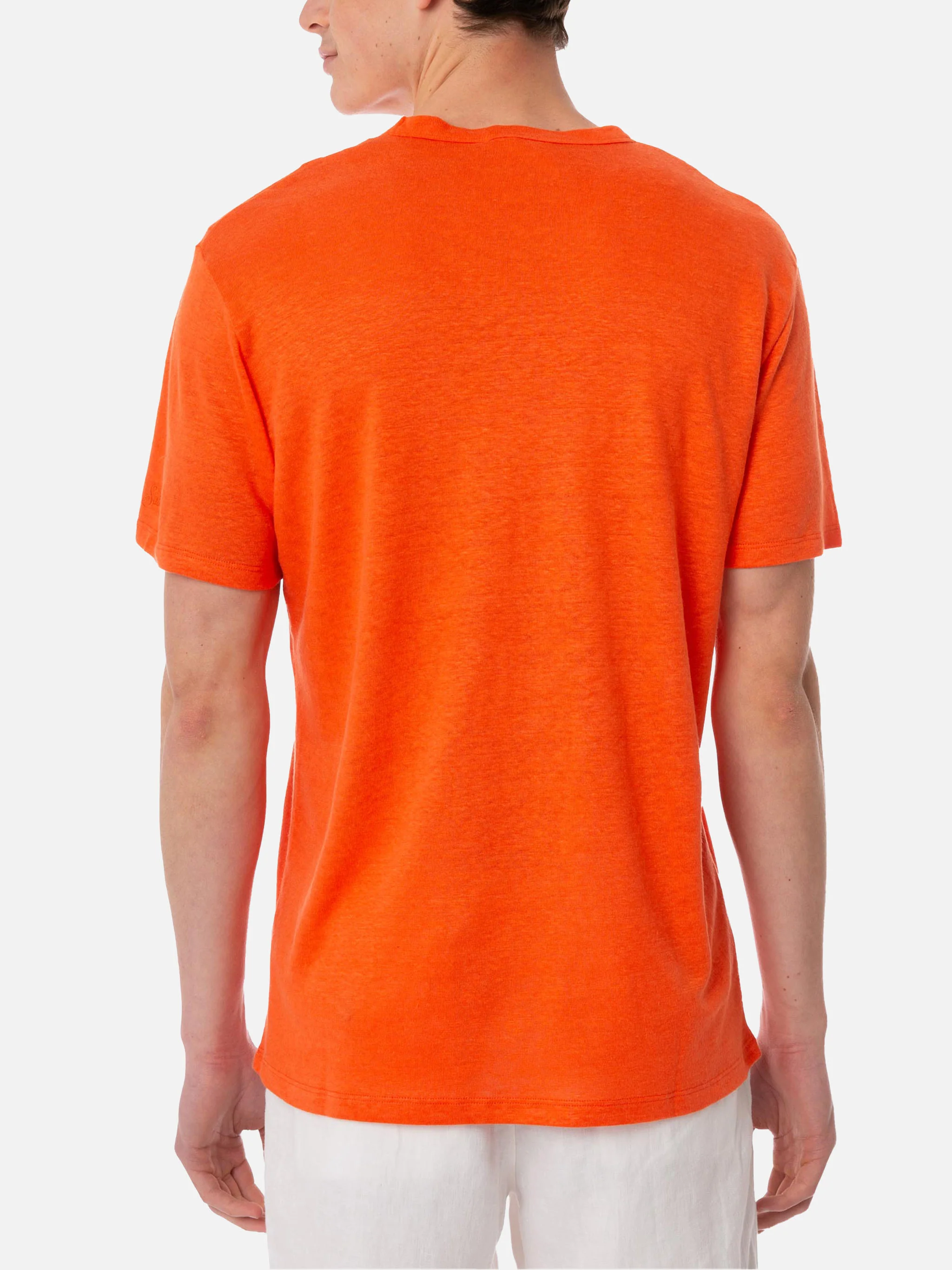 Man orange linen jersey t-shirt - Image 4