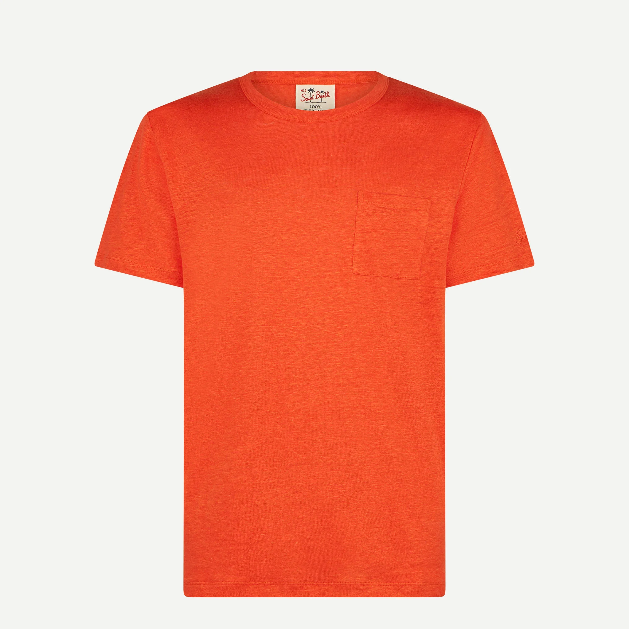 Man orange linen jersey t-shirt - Image 5