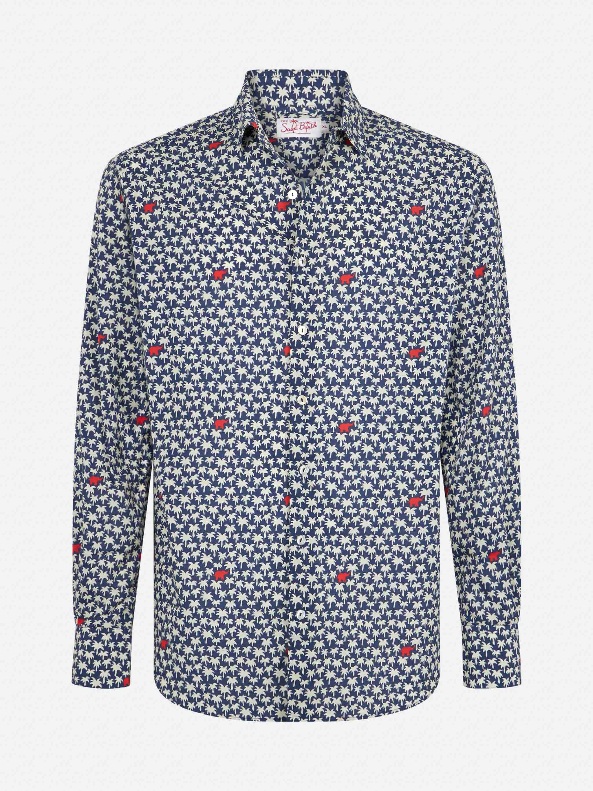 Man muslin cotton Sikelia shirt with palm print - Image 4