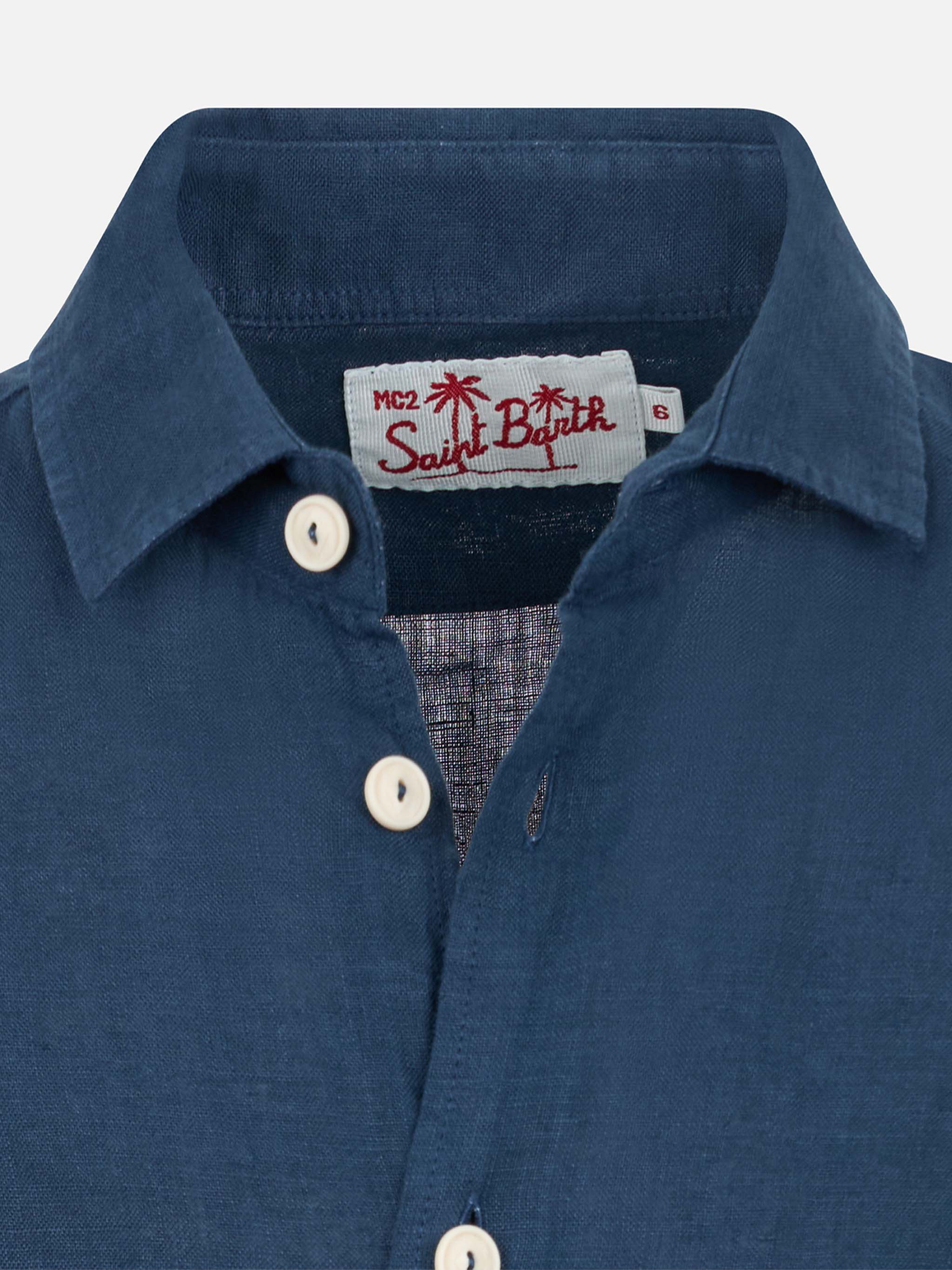 Kid navy blue linen shirt Agnes - Image 3