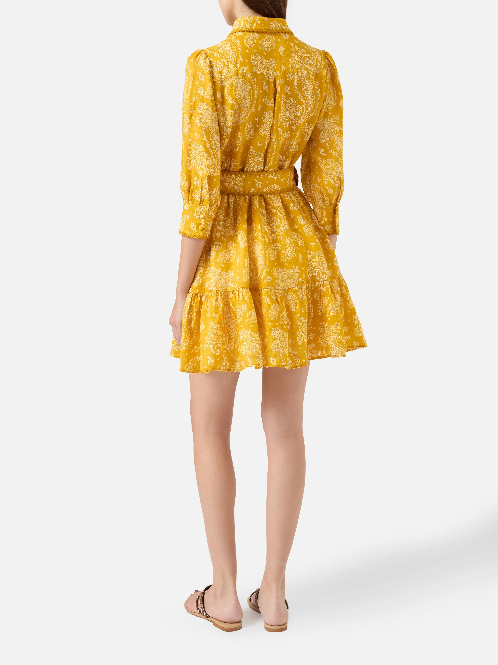 Paisley print linen short dress Daisi - Image 3