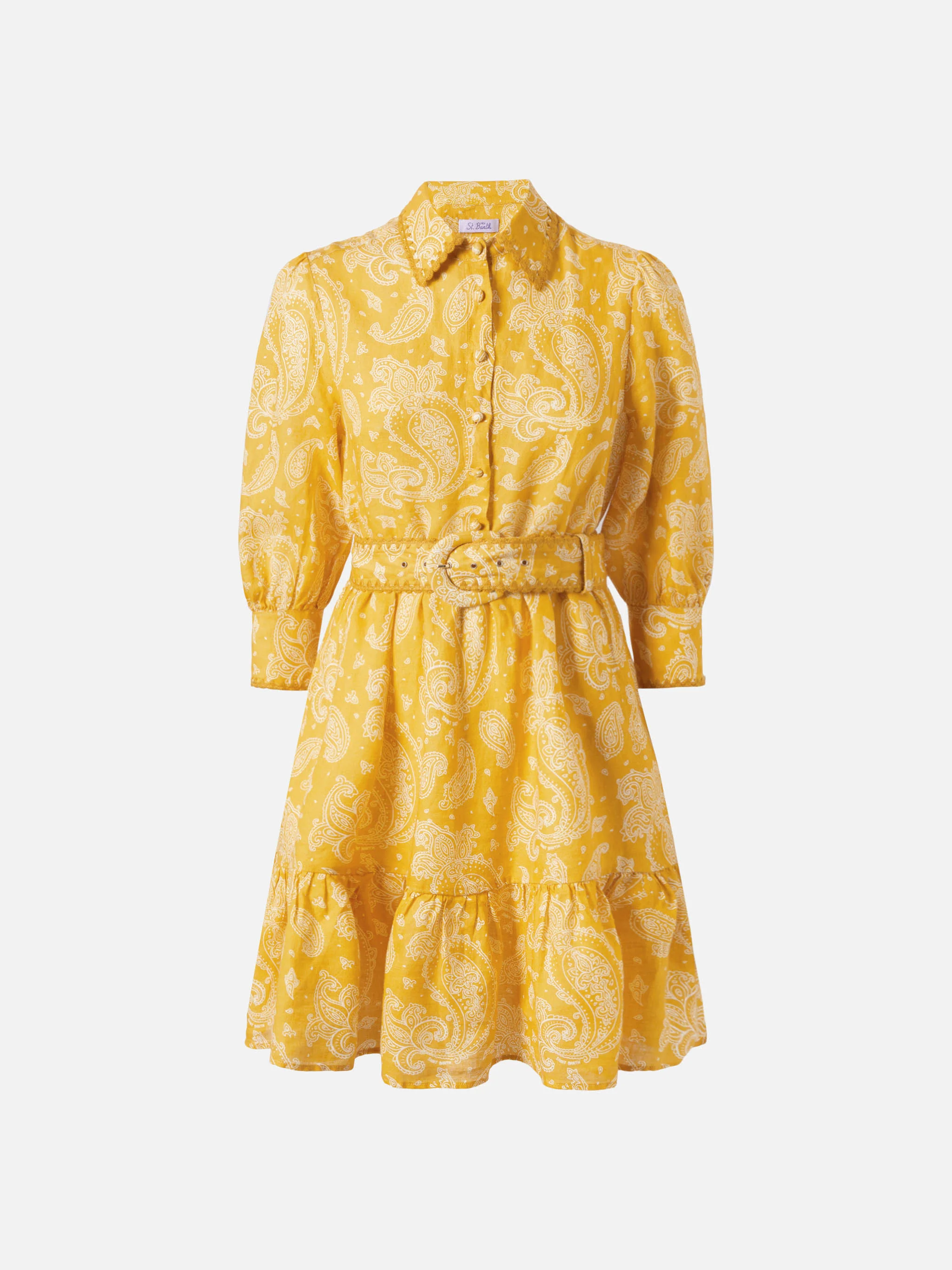 Paisley print linen short dress Daisi - Image 4