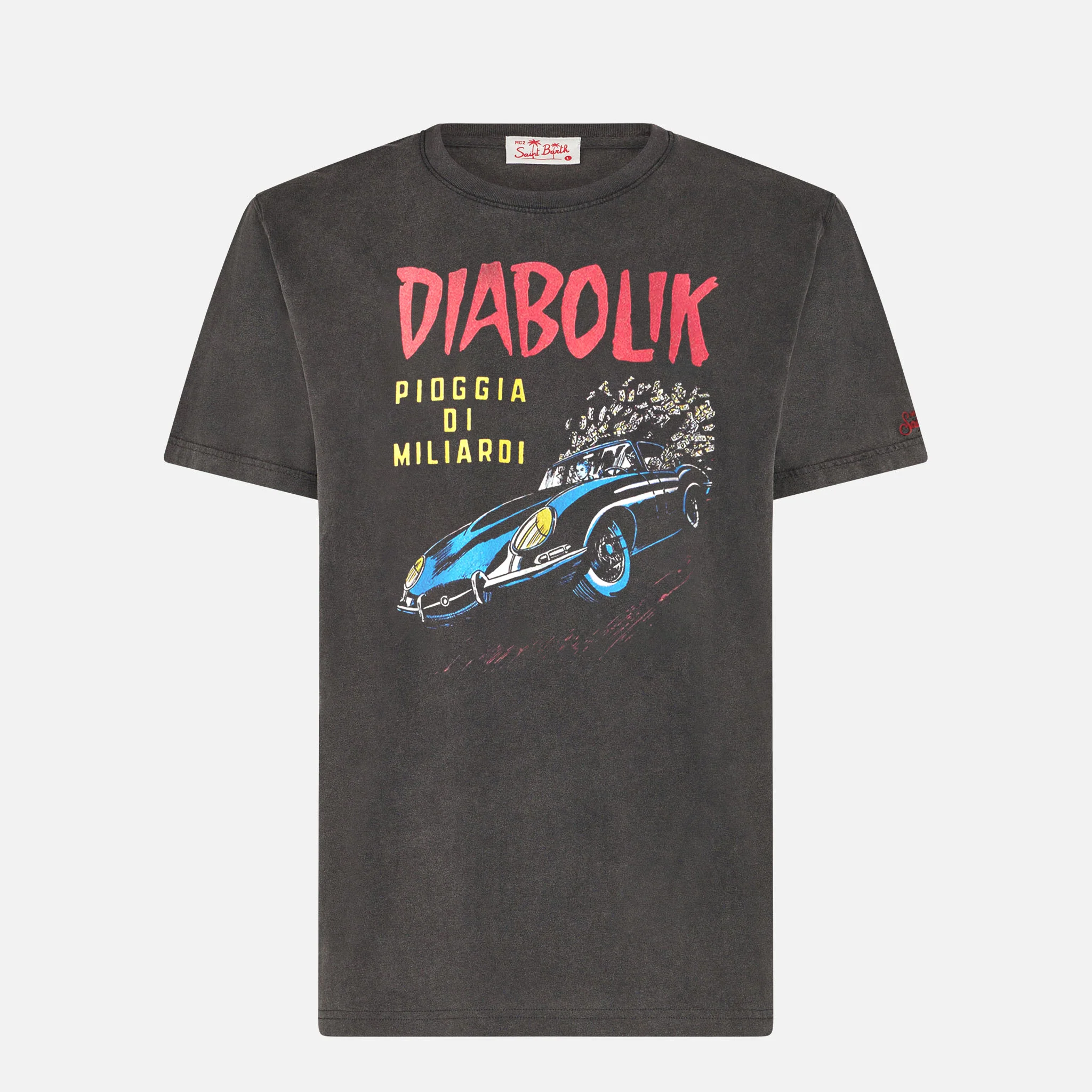 Man cotton vintage treatment t-shirt with Diabolik car and money printed | DIABOLIK SPECIAL EDITION - Image 3