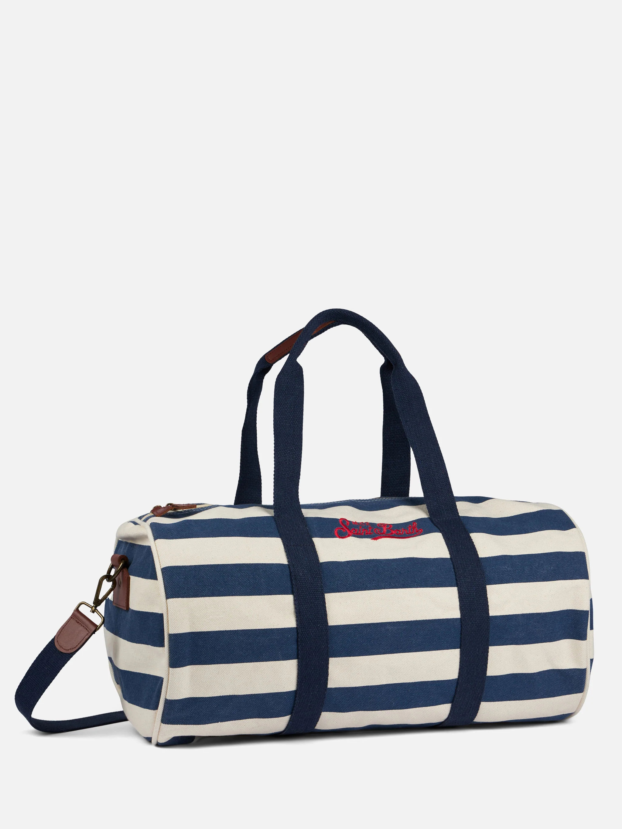 Travel duffel bag with blue stripes - Image 4