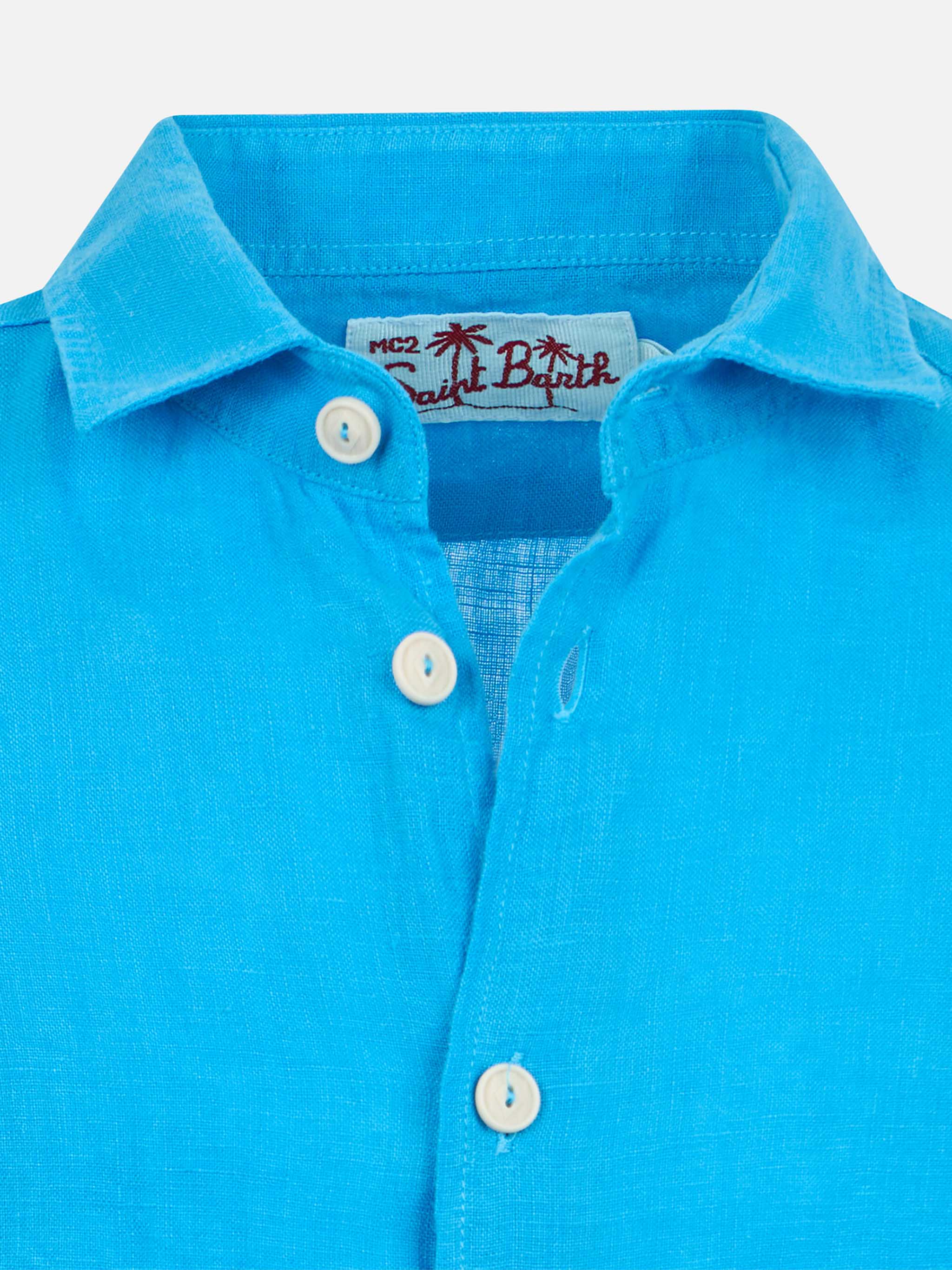 Kid turquoise linen shirt Agnes - Image 3