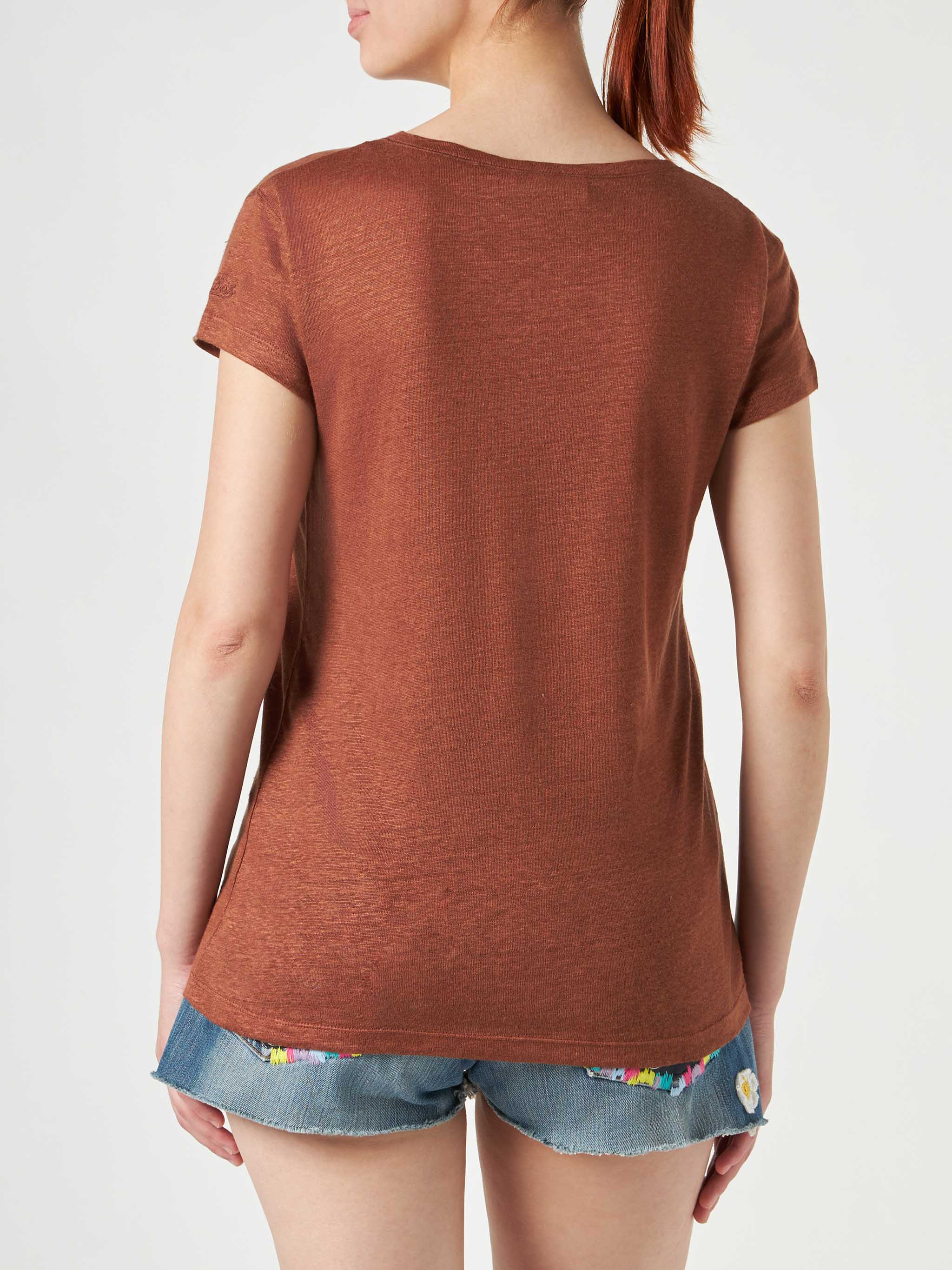 Woman brown linen t-shirt - Image 3