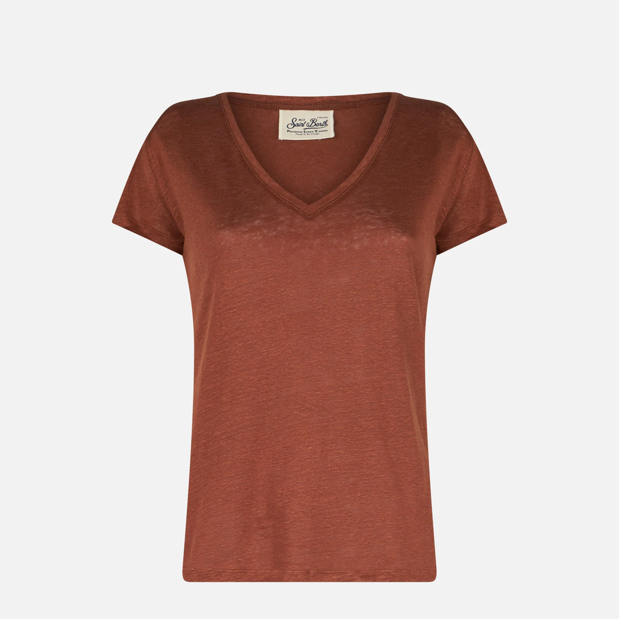 Woman brown linen t-shirt - Image 4