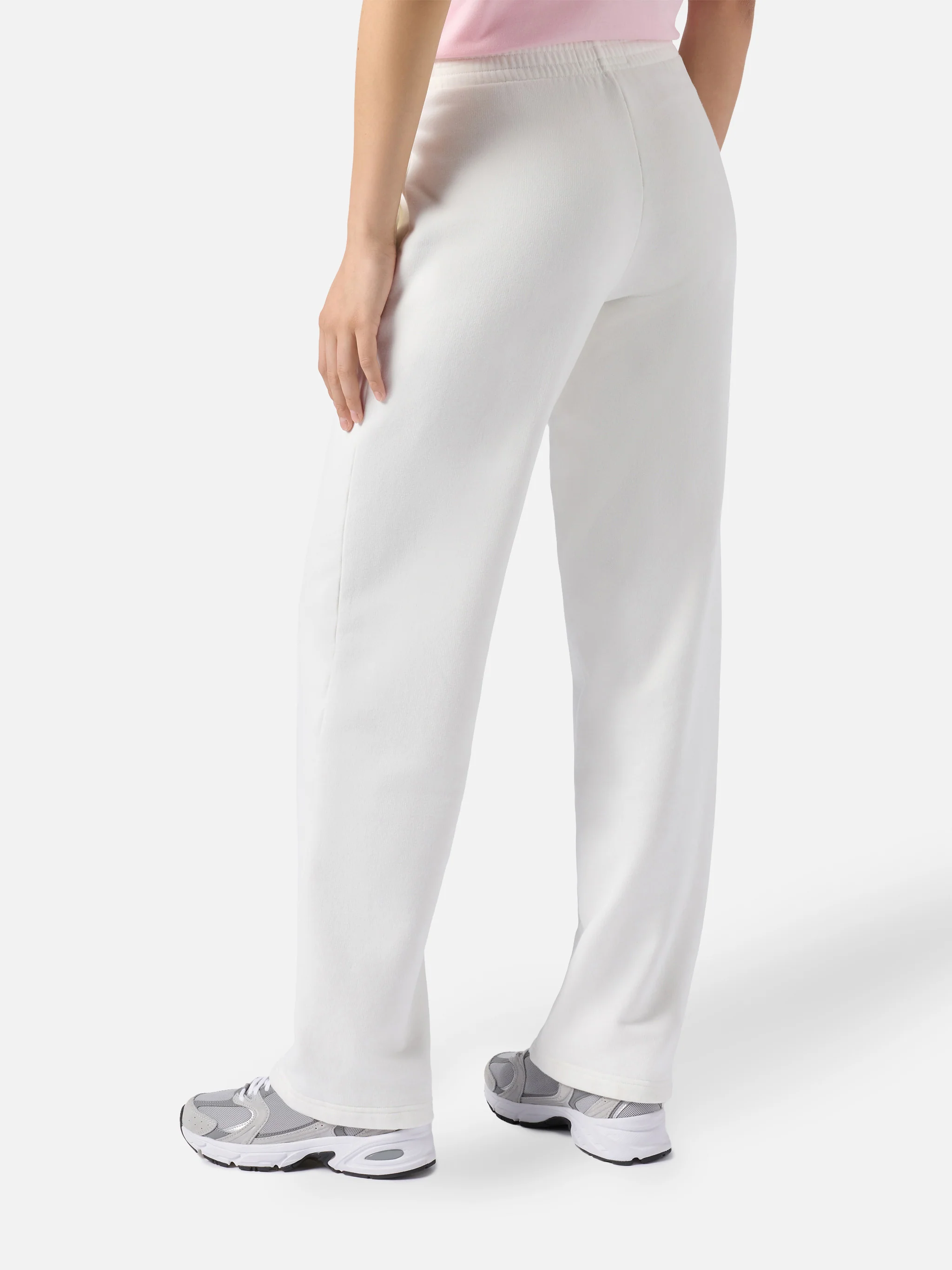 Woman off-white cotton fleece jogger pants Deena - Image 3