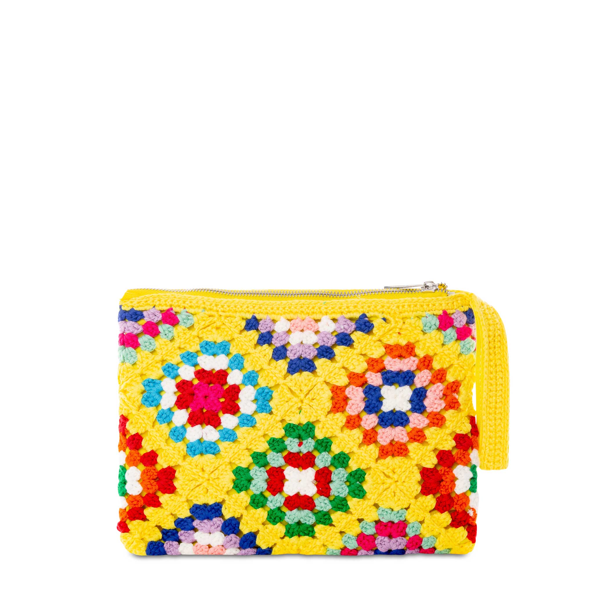 Parisienne yellow crochet pouch bag with Saint Barth embroidery - Image 4